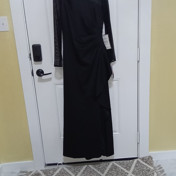 Xscape One Shoulder Black Dress*128* - Picture 6 of 7